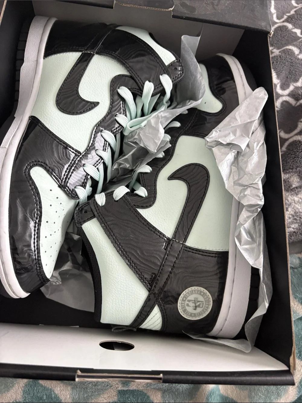 Nike Women’s High-Top Sneakers — Mint Green & Black